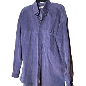 Onward Reserve Men's Blue Corduroy Collared Long Sleeve Shirt Outdoors
